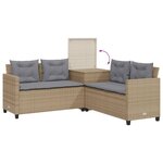 vidaXL Canapé de jardin avec table et coussins en forme de L beige