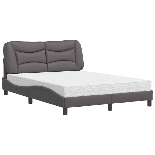 vidaXL Lit avec matelas gris 120x200 cm similicuir
