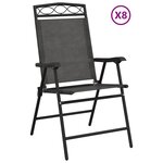 vidaXL Chaises de jardin pliables lot de 8 en acier et textilène