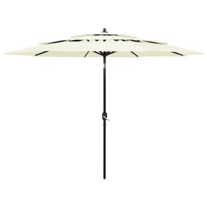 vidaXL Parasol de jardin à 3 niveaux avec mât en aluminium sable 3 m