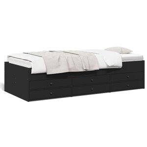 vidaXL Lit de jour avec tiroirs sans matelas noir 75x190 cm