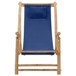 vidaXL Chaise de terrasse Bambou et toile Bleu marine