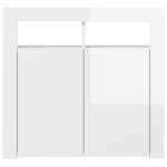 vidaXL Buffet avec lumières LED blanc brillant 80x35x75 cm