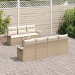 vidaXL Ensemble de canapé de jardin avec coussin 8 Pièces Beige polyrotin