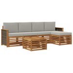 vidaXL Ensemble de canapés d'extérieur 6 Pièces Naturel et gris clair