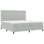 Lit Box Spring avec Matelas gris clair 200x200 cm en Velours
