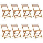 vidaXL Chaises de jardin pliantes lot de 8 taupe tissu et bois massif