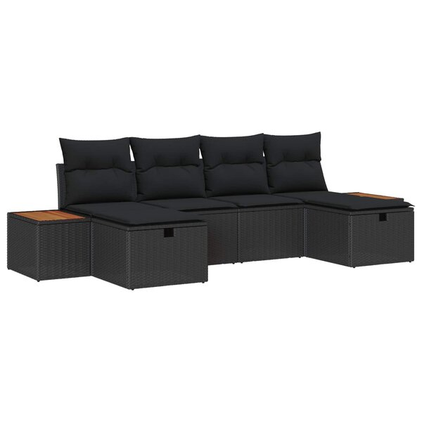 vidaXL Ensemble de canapé de jardin 6 Pièces Noir 55 x 62 x 69 cm