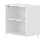 Flexa SAGA etagere basse avec tablette reglable Blanche Pieds metalliques blancs