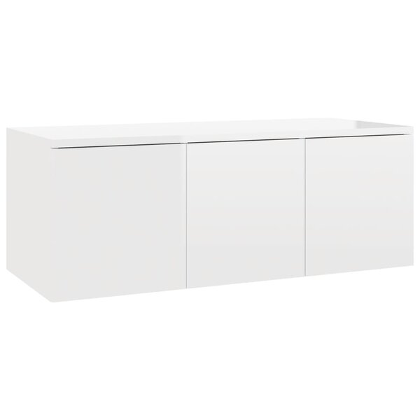 vidaXL Meuble TV Blanc brillant 80x34x30 cm Bois d'ingénierie