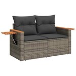 vidaXL Salon de jardin avec coussins 7 Pièces gris résine tressée