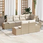 vidaXL Ensemble de canapé de jardin avec coussin 7 Pièces Beige  Crème