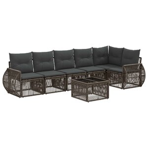 vidaXL Ensemble de canapé de jardin 7 pc Gris et Gris foncé polyrotin