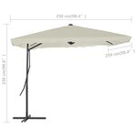 vidaXL Parasol d'extérieur avec poteau en acier 250 x 250 cm Sable