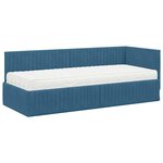 vidaXL Cadre de lit d'angle avec matelas 2 Pièces Bleu Velours
