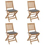 vidaXL Chaises pliables de jardin lot de 4 avec coussins Bois d'acacia