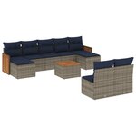 vidaXL Salon de jardin 10 Pièces avec coussins gris résine tressée