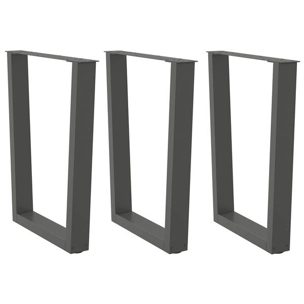 vidaXL Pieds de table à manger en V 3 pièces Anthracite 70 x (72-73 3) cm Acier
