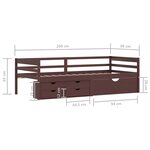vidaXL Cadre de lit avec tiroirs et armoire Marron foncé Pin 90x200 cm