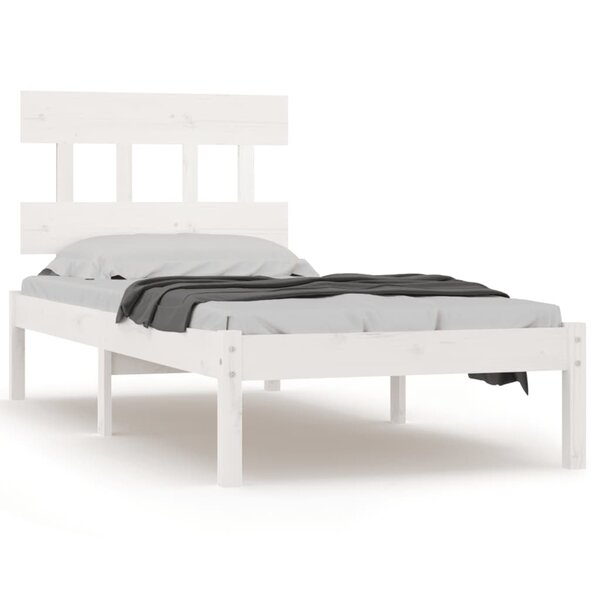 vidaXL Cadre de lit Blanc Bois massif 90x200 cm