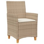 vidaXL Chaises de jardin coussins lot de 2 beige résine tressée bois