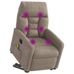 vidaXL Fauteuil inclinable de massage taupe tissu microfibre