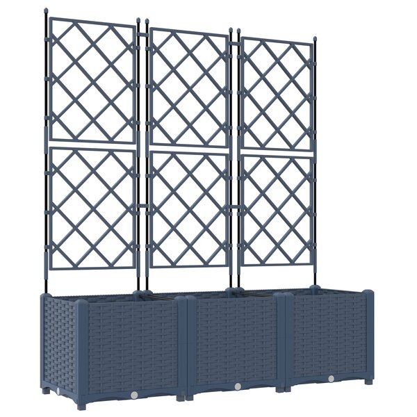 vidaXL Jardinier avec treillis 3 Pièces Gris 120x40x143 cm