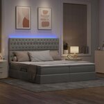 vidaXL Lit de rangement LED avec matelas Gris clair 180 x 200 cm Tissu
