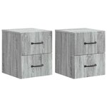 vidaXL Cabinet de chevet mural 2 Pièces Sonoma gris 34 5 x 33 x 40 cm