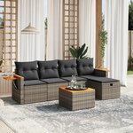 vidaXL Salon de jardin 6 Pièces avec coussins gris résine tressée