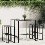 vidaXL Ensemble de bar de jardin 5 Pièces noir acier enduit de poudre