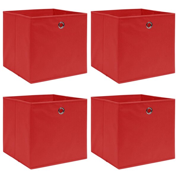 vidaXL Boîtes de rangement 4 Pièces Rouge 32x32x32 cm Tissu
