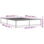 vidaXL Cadre de lit chêne marron 140x190 cm bois d'ingénierie et métal