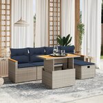 vidaXL Salon de jardin 6 Pièces avec coussins gris résine tressée