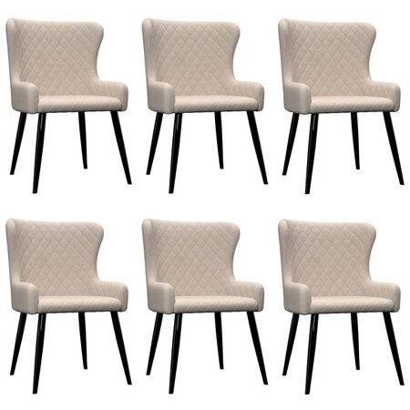 vidaXL Chaises à manger lot de 6 crème tissu