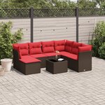 vidaXL Salon de jardin 8 Pièces avec coussins marron résine tressée
