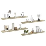 vidaXL Étagères murales 4 Pièces chêne sonoma 80x9x3 cm