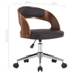Chaise fauteuil siège pivotante de bureau informatique étude bois courbé et similicuir noir 02_0024151