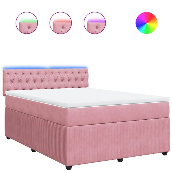vidaXL Sommier à lattes de lit avec matelas Rose 160x200 cm Velours