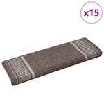 vidaXL Tapis d'escalier auto-adhésifs 15 Pièces Marron 65 x 21 x 4 cm