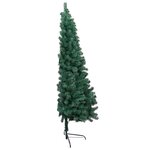 vidaXL Demi-arbre de Noël artificiel pré-éclairé et boules vert 150 cm