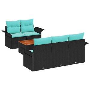 vidaXL Ensemble de canapé de jardin 6 Pièces Noir Poly rotin