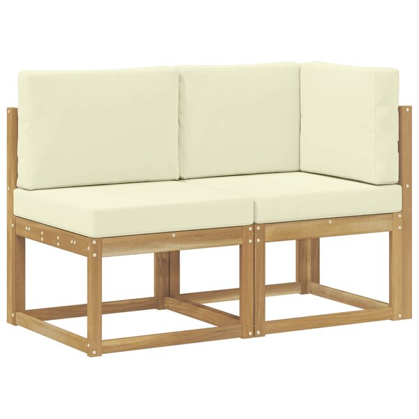vidaXL Canapé d’extérieur milieu et coin avec coussin 2 Pièce Blanc