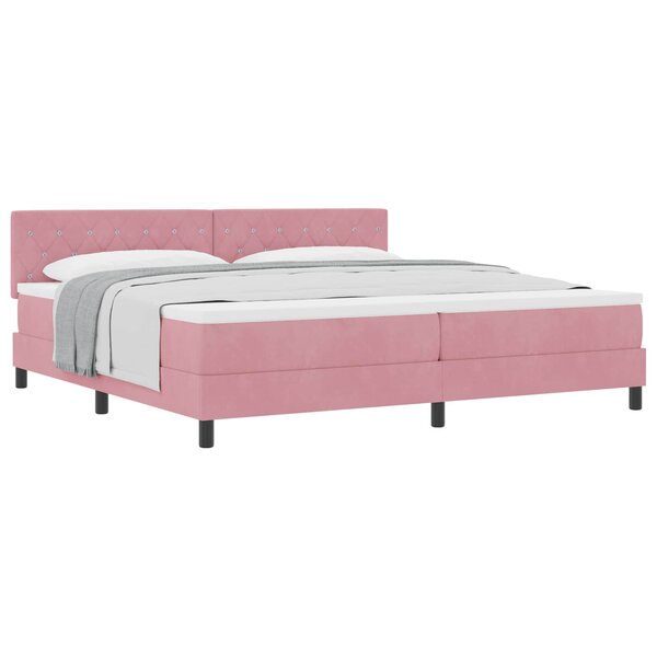 vidaXL Lit à ressorts avec matelas Rose 200 x 200 cm Velours