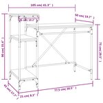 vidaXL Bureau avec étagères chêne 105x50x90cm bois d'ingénierie et fer