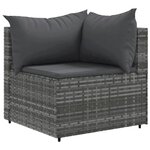 vidaXL Salon de jardin 6 Pièces avec coussins Gris Résine tressée