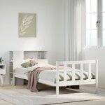vidaXL Lit bibliothèque sans matelas blanc 75x190cm bois de pin massif