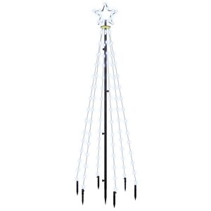 vidaXL Sapin de Noël avec piquet Blanc froid 108 LED 180 cm