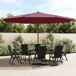 vidaXL Parasol de jardin avec mât en bois rouge bordeaux 400x273 cm