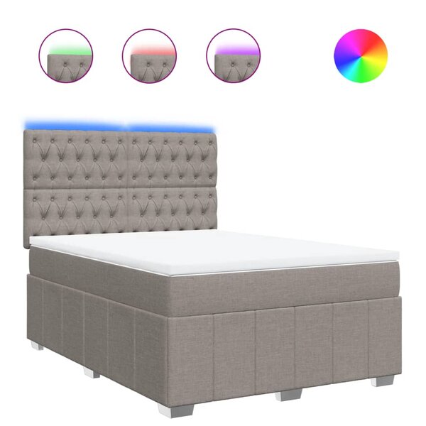 vidaXL Sommier à lattes de lit avec matelas Taupe 140x200 cm Tissu